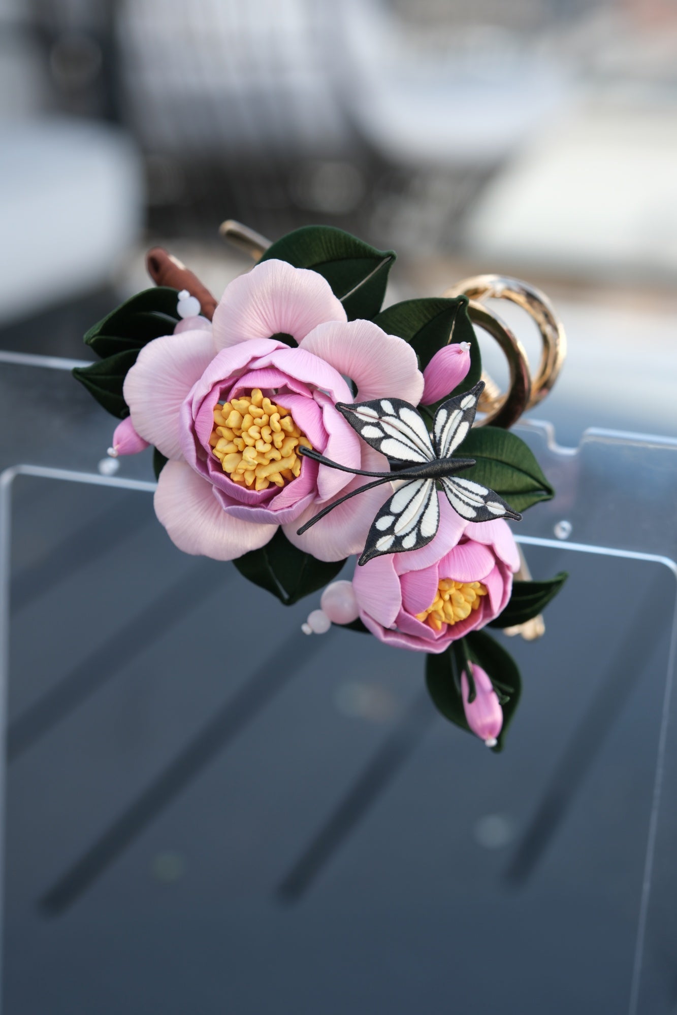 Peony with butterfly