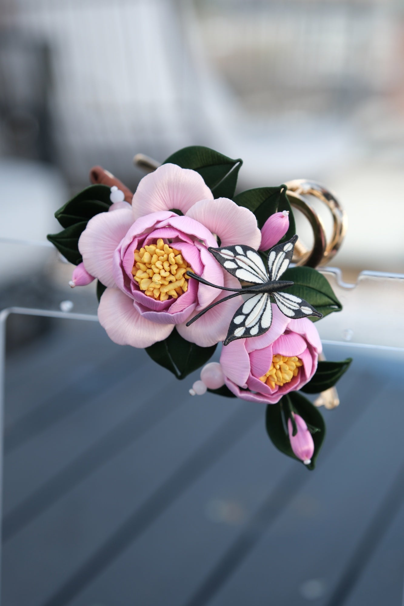Peony with butterfly