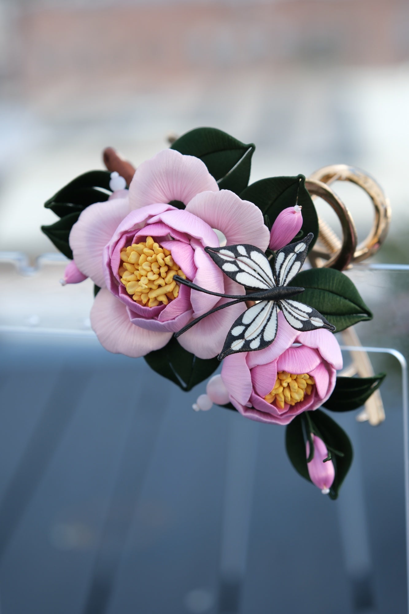 Peony with butterfly