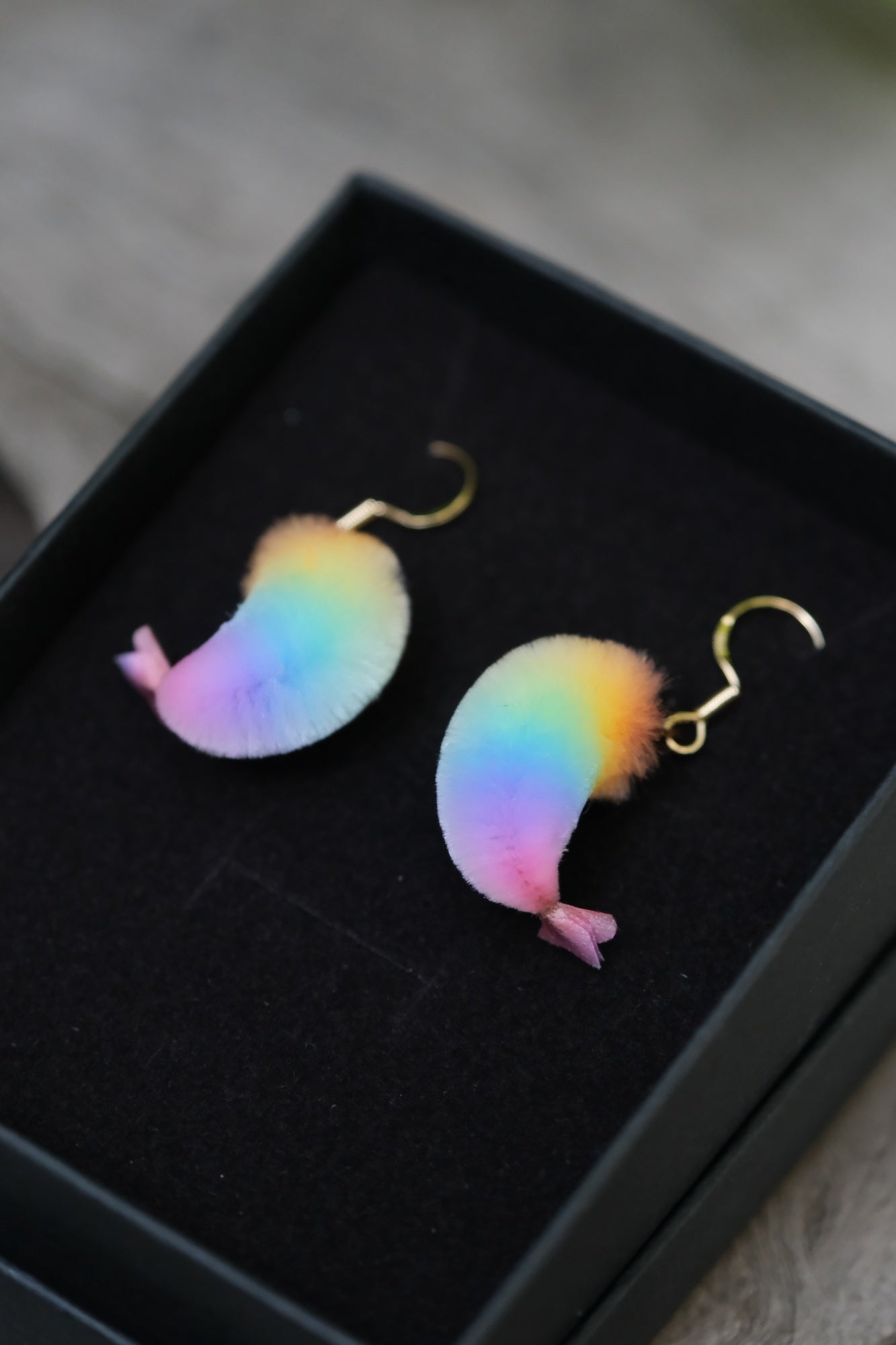 Shrimp Earrings Rainbow +Cooked